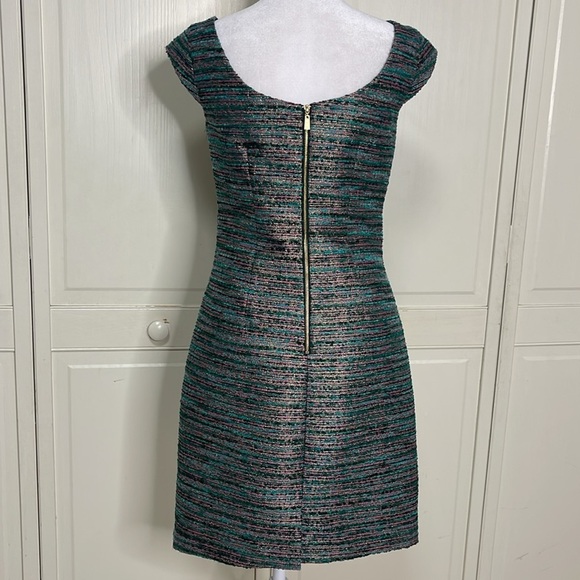 Laundry by Shelli Segal Women’s Sz 0 Tweed Sheath Dress Gold Tone Embellishment - Picture 6 of 14